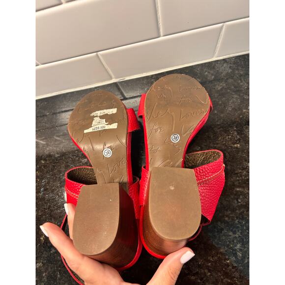 Velez Womens Croc-Embossed Leather Block Heel Strap Sandals Vacation Red Size 38 - Picture 8 of 11